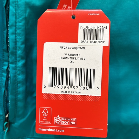 The North Face Fanorak Teal Jacket - water and wind resistant jacket NEW size XL - Picture 5 of 6